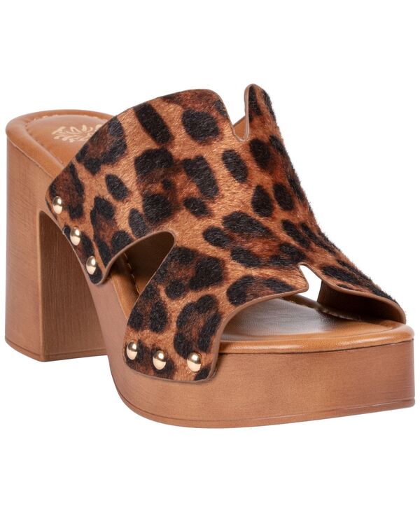 ジーシーシューズ レディース サンダル カットアウト プラットホーム 踵 GC Shoes Women\u0027s Cocktail Cutout Wooden Block Heel Platform Sandals Leopard 毛の荒物