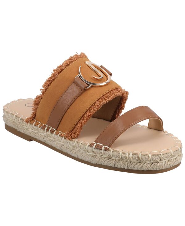 ジュルネ 寄せあわせ レディース シューズ サンダル Journee Collection Women\u0027s Keeleespadrille Flat Sandals Cognac