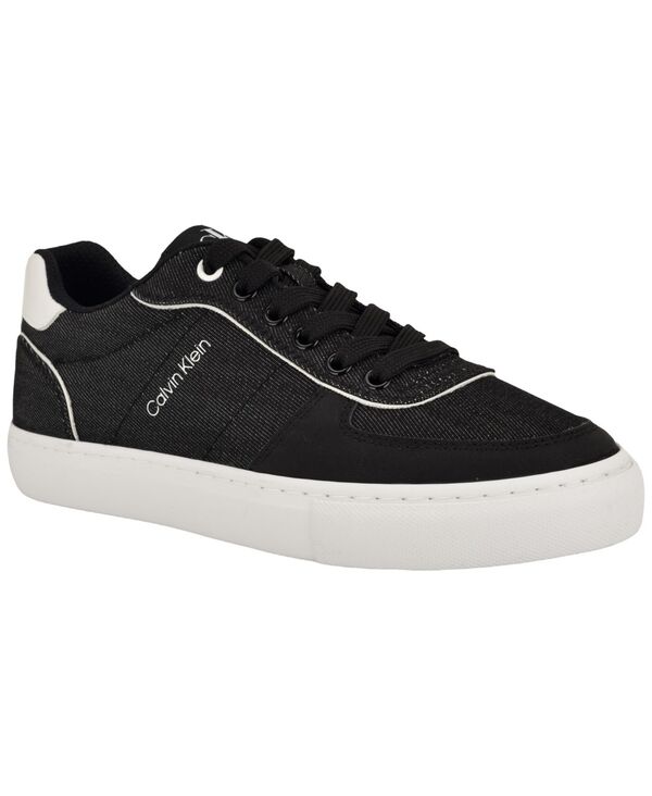 カルバンクライン レディース シューズ スニーカー ジーンズ スピード競技 Calvin Klein Women\u0027s Caspian Denim Lace-Up Sneakers Black Denim/White 白いこと