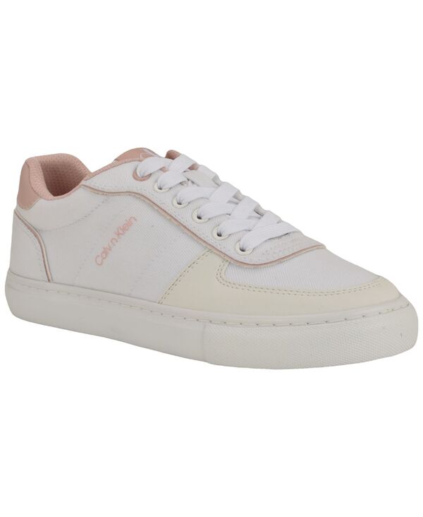 カルバンクライン レディース シューズ スニーカー ジーンズ スピード競技 Calvin Klein Women\u0027s Caspian Denim Lace-Up Sneakers White Denim/Light Pink 白いこと