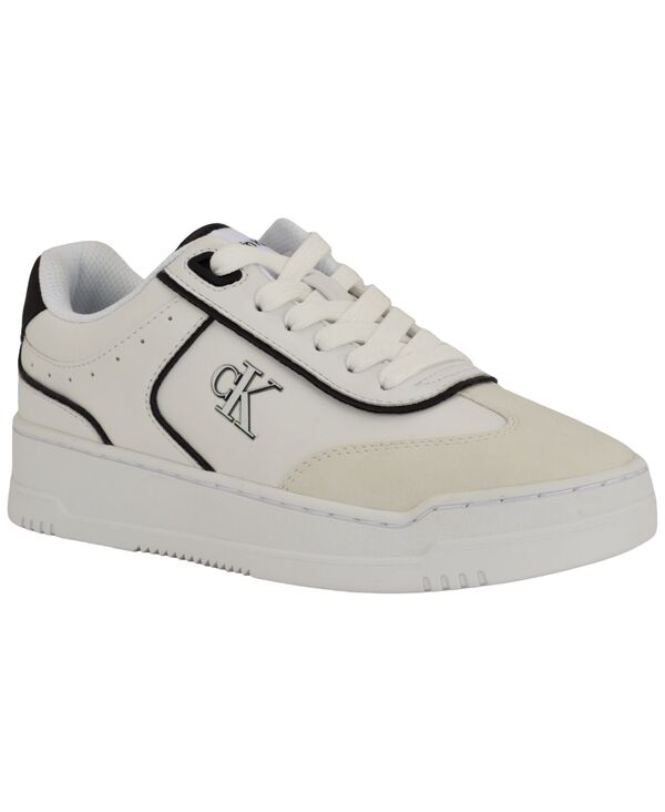 カルバンクライン レディース シューズ スニーカー スピード競技 Calvin Klein Women\u0027s Pazquale Lace-Up Sneakers White/Black 白いこと