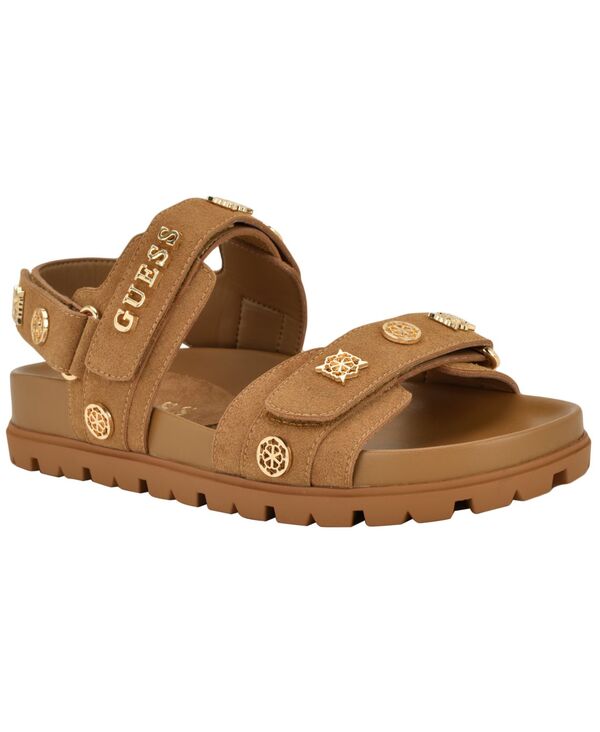 ゲス レディース シューズ サンダル GUESS Women\u0027s Florizy Lug Sole Slingback Footbed Sandal Brown Suede 赤銅色