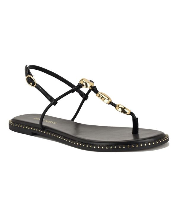ナインウェスト レディース シューズ サンダル Nine West Women\u0027s Derika Ornamented T-Strap Slingback Sandals Black 黒いこと