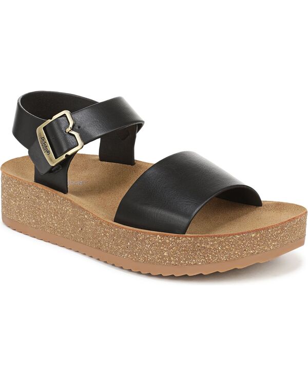 お医者さん・肩かけ レディース シューズ サンダル Dr. Scholl\u0027s Women\u0027s Happy Lucky Slingback Sandals Black Faux Leather 黒いこと