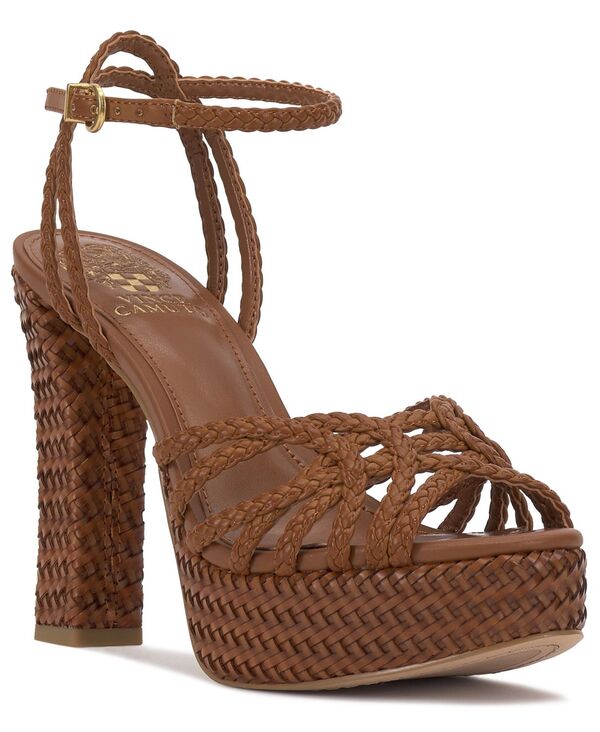 ヴィンスカムート レディース シューズ サンダル プラットホーム 踵 Vince Camuto Women\u0027samlee Braided Strappy Block Heel Platform Sandals Golden Wanut