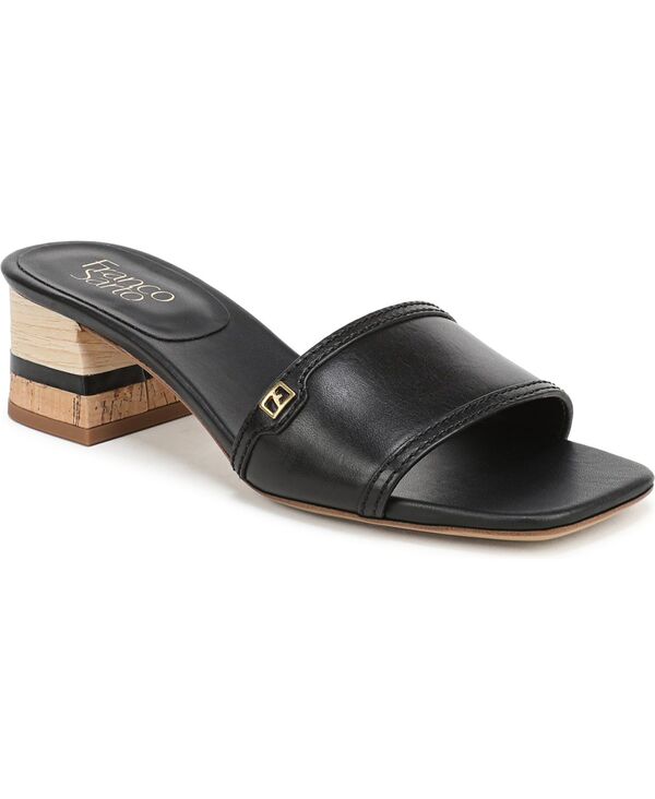 フランコサルト レディース シューズ サンダル Franco Sarto Women\u0027s Kaori Square Toe Slide Sandals Black Leather 黒いこと