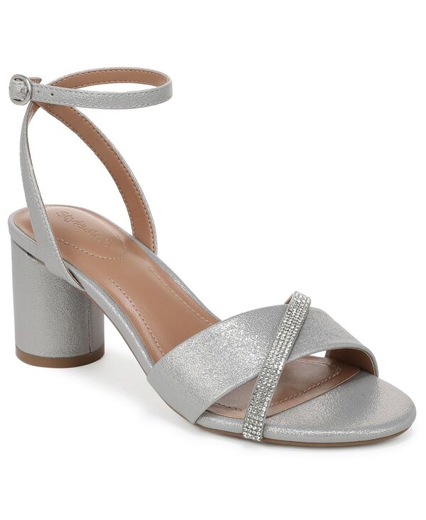 スタイルアンドコー レディース シューズ サンダル 踵 Style \u0026 Co Women\u0027s Florencee Block Heel Sandalsilver しろがね色