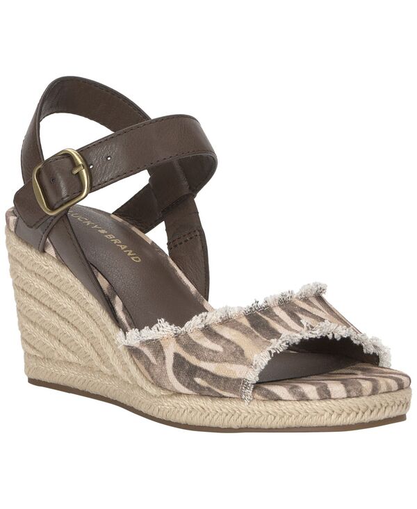 ラッキーブランド レディース シューズ サンダル Lucky Brand Women\u0027s Mindra Espadrille Wedge Sandals Brown/Brown Zebra 赤銅色