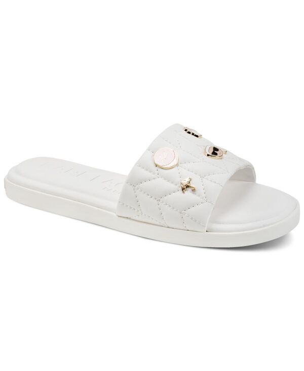 長い巻き毛 ラガーフェルド レディース シューズ サンダル KARLAGERFELD PARIS Women\u0027s Carenza Macaron Slide Flat Sandals Bright White 白いこと