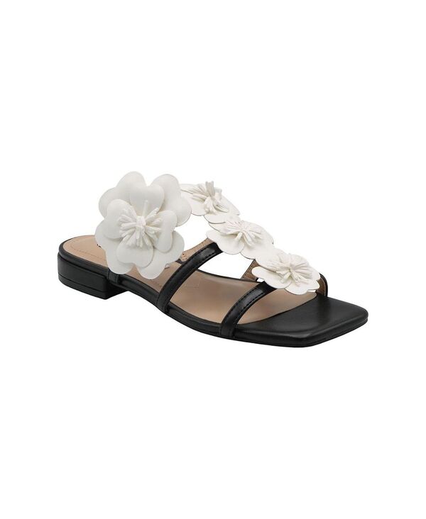 プリンスチャールズ島・デイビッド レディース シューズ サンダル 御花柄 御花 Charles David Womens Caralynn Floral Flat Sandal Blackwhite