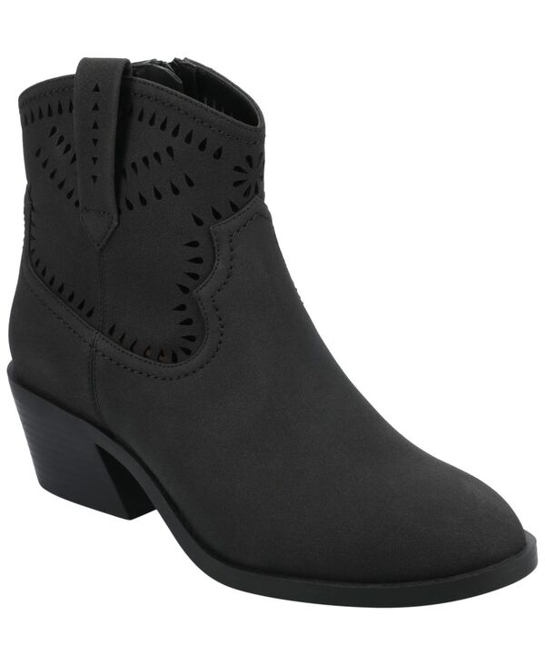 ジュルネ 寄せあわせ レディース シューズ ブーツ・レインブーツ 踵 Journee Collection Journee Women\u0027s Cheyenne Stacked Heel Boho Western Booties Black 黒いこと