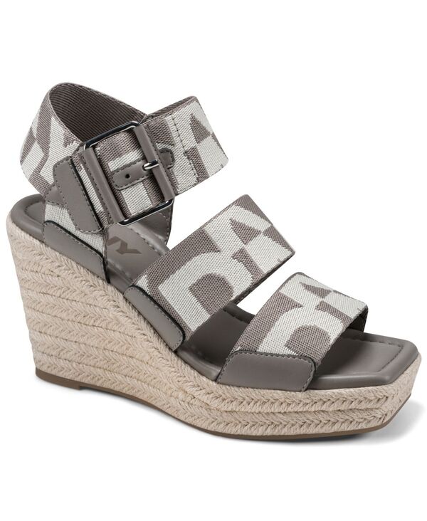 ダナ キャラン ニューヨーク州 レディース シューズ サンダル DKNY Women\u0027s Caylee Square Toe Wedge Sandals Gray 薄墨色