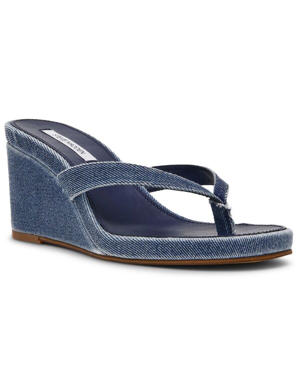 スティーブ マデン レディース シューズ サンダル Steve Madden Women\u0027s Playing Wedge Thong Sandals Denim ジーンズ
