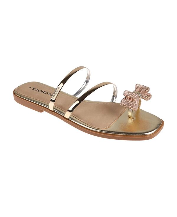 ベベ レディース シューズ サンダル Bebe Women\u0027s Fashion Sandal with Embellished Bow Detailight gold ゴールド
