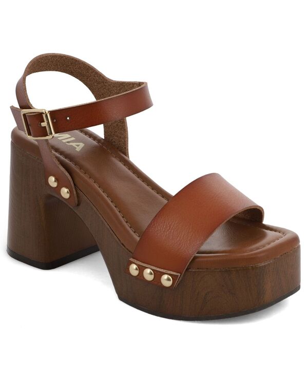 ミア レディース シューズ サンダル プラットホーム 踵 MIA Women\u0027s Electrah Flared Block Heel Platform Sandals Cognac
