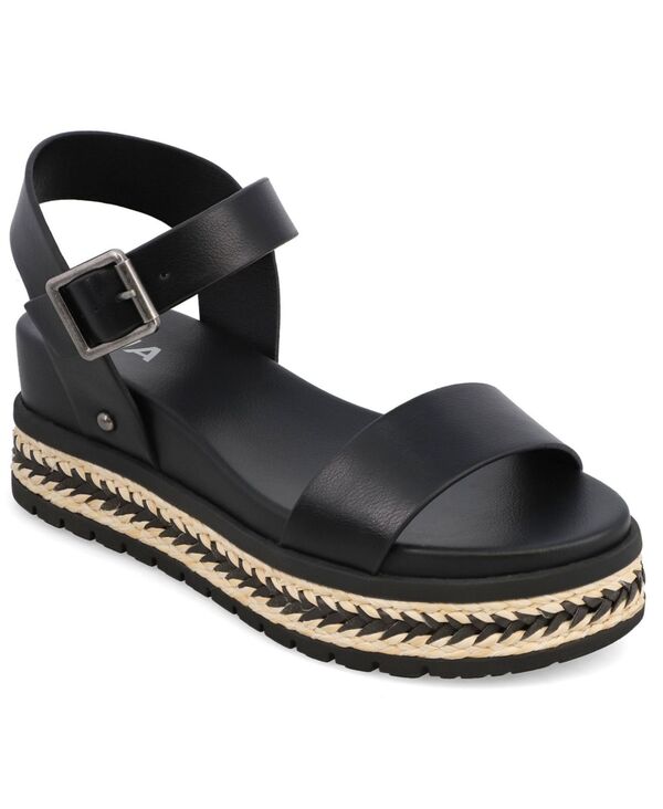 ミア レディース シューズ サンダル プラットホーム MIA Women\u0027s Kiera Espadrille Platform Casual Sandals Black/Natural 黒いこと