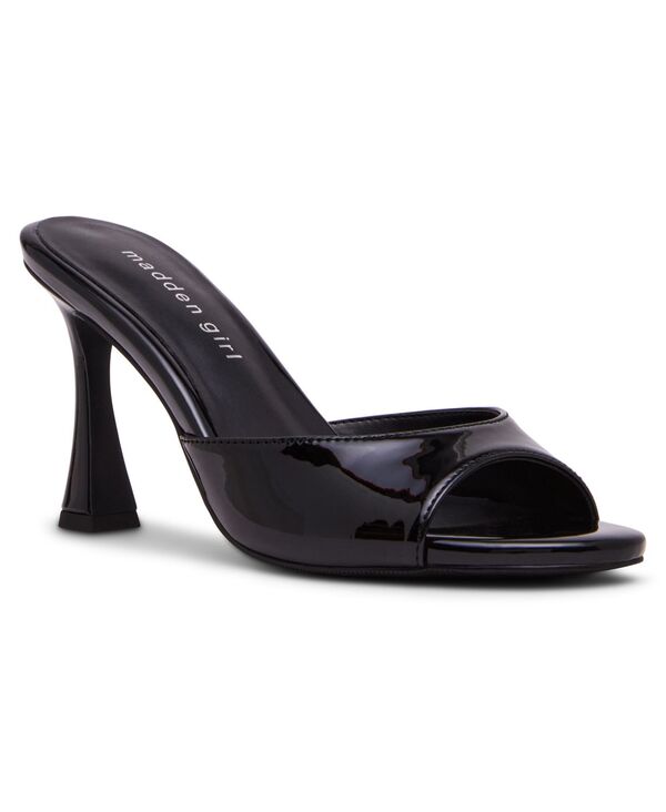 マッデンガール レディース シューズ スリッポン・ローファー サンダル 踵 Madden Girl Women\u0027s Gibson High-Heel Slip-On Sandals Black Patent 黒いこと