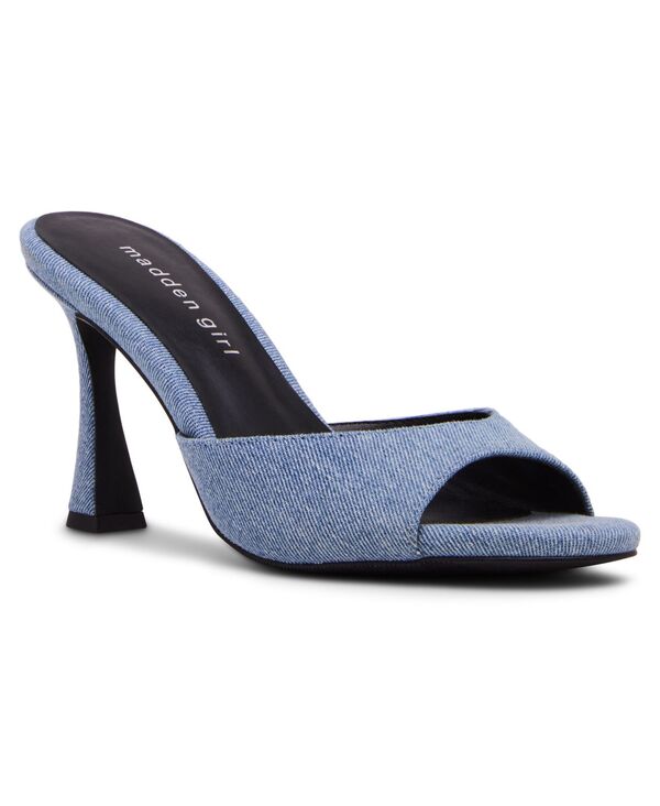マッデンガール レディース シューズ スリッポン・ローファー サンダル 踵 Madden Girl Women\u0027s Gibson High-Heel Slip-On Sandals Blue Denim ジーンズ