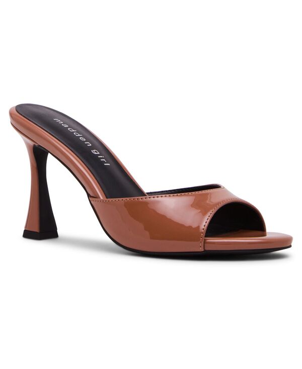 マッデンガール レディース シューズ スリッポン・ローファー サンダル 踵 Madden Girl Women\u0027s Gibson High-Heel Slip-On Sandals Caramel Patent