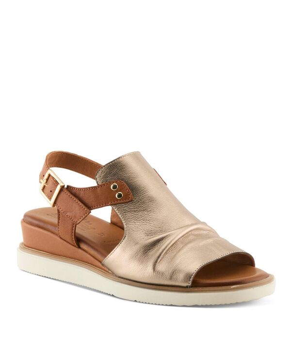 発条足取り レディース シューズ サンダル なめし革 Spring Step Locals Wedge Sandal with Leather Upper Bronze multi マルチ色合い