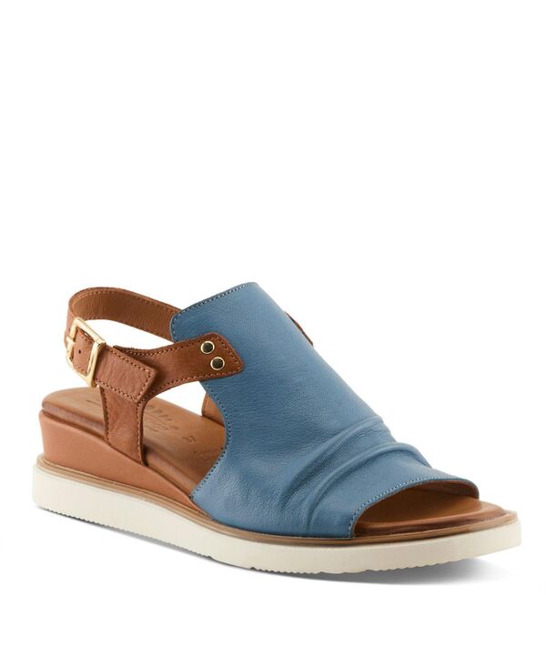 発条足取り レディース シューズ サンダル なめし革 Spring Step Locals Wedge Sandal with Leather Upper Denimulti ジーンズ