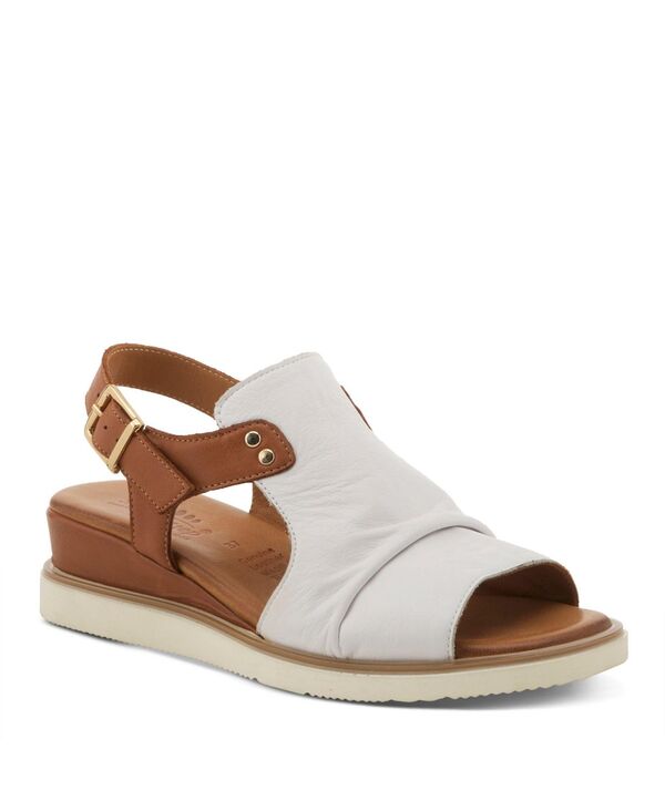 発条足取り レディース シューズ サンダル なめし革 Spring Step Locals Wedge Sandal with Leather Upper White multi 白いこと