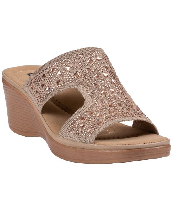 ジーシーシューズ レディース サンダル 編み物 GC Shoes Women\u0027s Jaeya Embellished Knit Wedge Sandals Nude