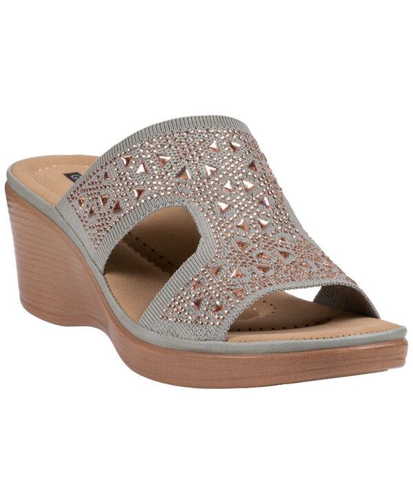 ジーシーシューズ レディース サンダル 編み物 GC Shoes Women\u0027s Jaeya Embellished Knit Wedge Sandalsage サルヴィア
