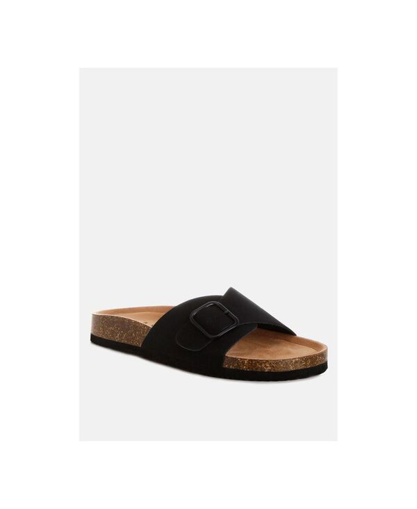 ロンドンラグ レディース シューズ サンダル London Rag Women\u0027s Aranda Buckled Slide-On Sandals Black polyurethane 黒いこと