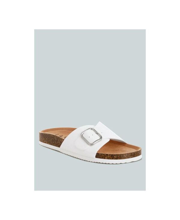 ロンドンラグ レディース シューズ サンダル London Rag Women\u0027s Aranda Buckled Slide-On Sandals White polyurethane 白いこと