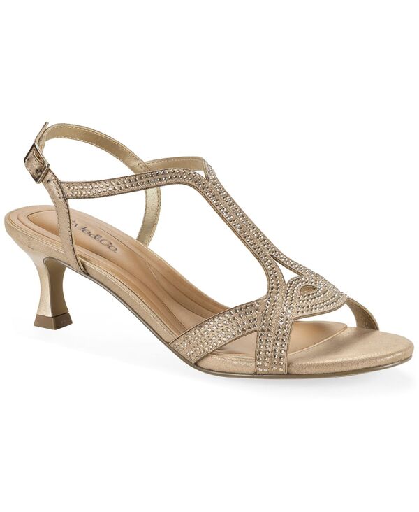 スタイルアンドコー レディース シューズ サンダル 踵 Style \u0026 Co Women\u0027s Ginnyy Evening Kitten Heel Sandals Platino