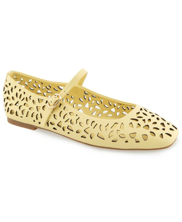 ケネスコール レディース シューズ パンプス Kenneth Cole New York Women\u0027s Jasperf Mary Jane Ballet Flats Butter Yellow Leather 黄色