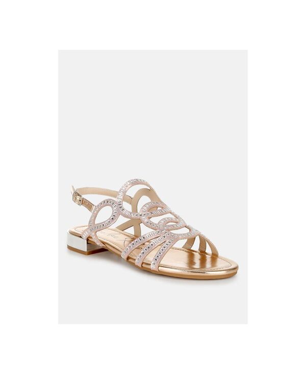 ロンドンラグ レディース シューズ サンダル カットアウト London Rag Womens Jisters Cut Out Detail Rhinestone Flat Sandals Rose gold shimmer fabric ゴールド