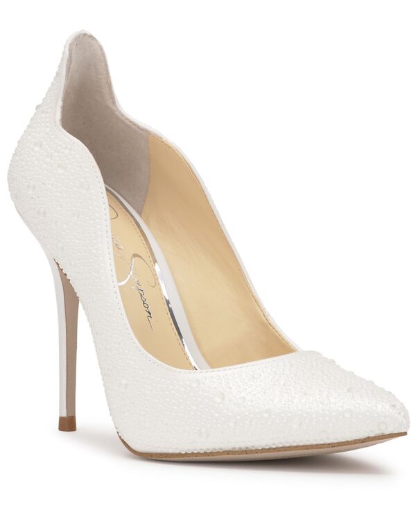 ジェシカシンプソン レディース シューズ パンプス 踵 Jessica Simpson Women\u0027s Wayva Scalloped Heel Stiletto Pumps White 白いこと