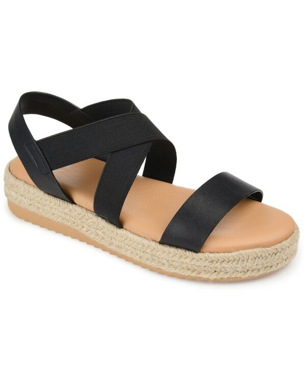 ジュルネ 寄せあわせ レディース シューズ サンダル Journee Collection Women\u0027s Carolinespadrille Wedge Sandals Black 黒いこと