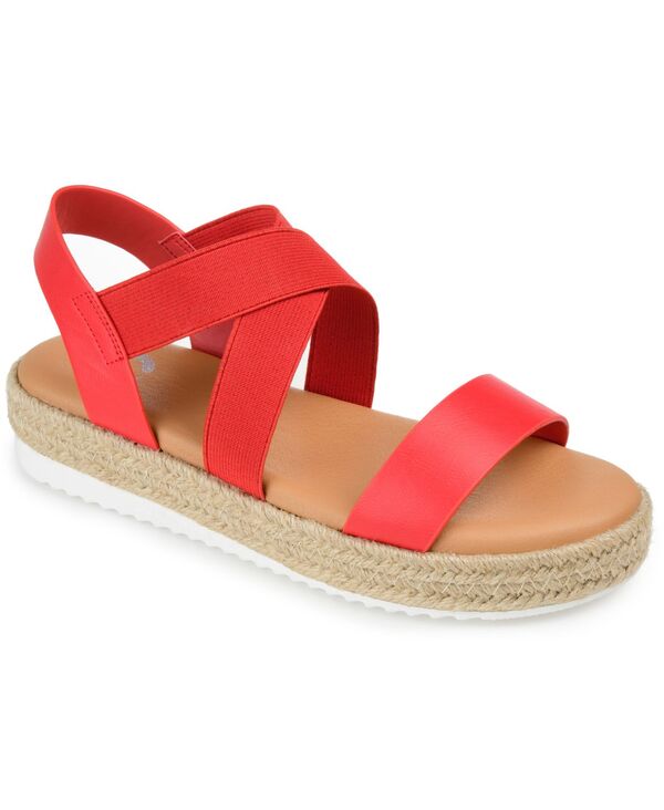 ジュルネ 寄せあわせ レディース シューズ サンダル Journee Collection Women\u0027s Carolinespadrille Wedge Sandals Red 赤いこと