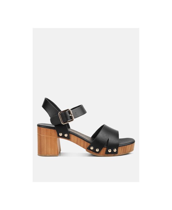 ロンドンラグ レディース シューズ サンダル なめし革 フェイクレザー 踵 London Rag Women\u0027s campbell faux leather textured block heel sandals Black 黒いこと
