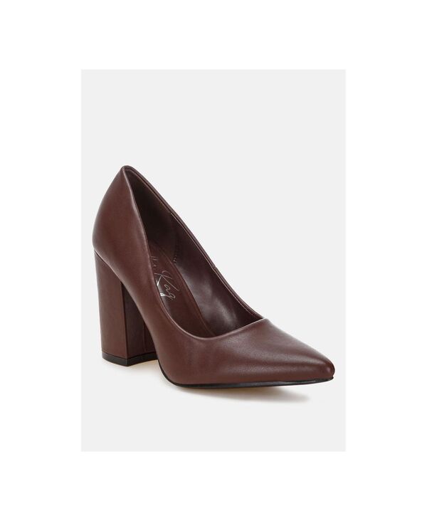 ロンドンラグ レディース シューズ パンプス なめし革 フェイクレザー 踵 London Rag Womens Zhuri Faux Leather Solid Block Heel Pumps Brown faux leather 赤銅色
