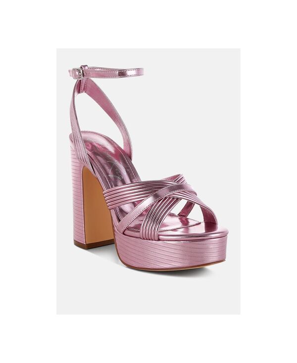 ロンドンラグ レディース シューズ サンダル トール アンクル 踵 London Rag Women\u0027socialite Metallic Ankle Strap Heel Sandals Pink metallic faux leather サクラ色