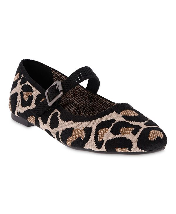 ミア レディース シューズ パンプス 編み物 MIA Women\u0027s Brita Mary-Jane Round Toe Knit Flats Leopard 毛の荒物