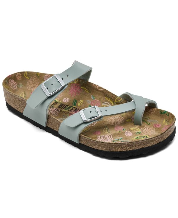 ビルケンシュトック レディース シューズ スニーカー 御花柄 サンダル 御花 Birkenstock Women\u0027s Mayari Birko-Flor Nubuck Floral Footbed Sandals from Finish Line Pure Sage サルヴィア