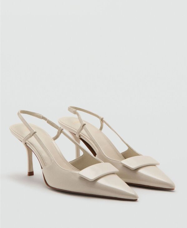 マンゴ レディース シューズ パンプス 踵 MANGO Women\u0027s Patent Heeled Shoes Ecru エクリュ