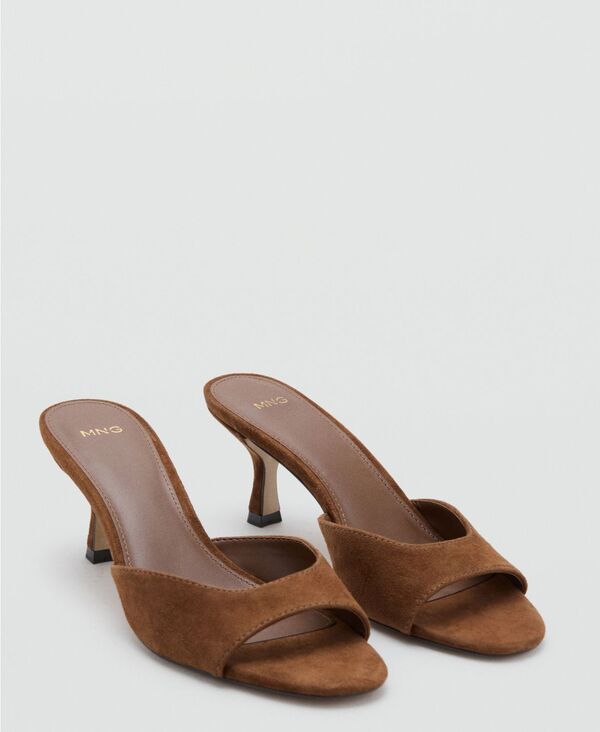 マンゴ レディース シューズ サンダル スエードクロス 踵 MANGO Women\u0027suede Funnel-Heel Sandals Leather