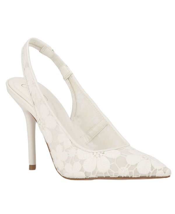ジェシカシンプソン レディース シューズ パンプス メッシュ Jessica Simpson Women\u0027s Liliere Mesh Pointed-Toe Slingback Pumps Bright White Dainty Floral Mesh 白いこと