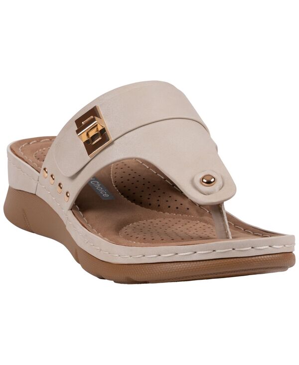 ジーシーシューズ レディース サンダル GC Shoes Women\u0027s Arla Hardware Thong Sandals Beige ベージュ
