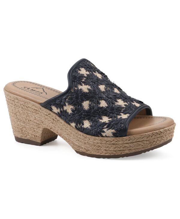 クリフバイホワイトマウンテン レディース シューズ サンダル Cliffs by White Mountain Women\u0027s Bizzie Wedge Sandals Dark Blue Fabric 青碧