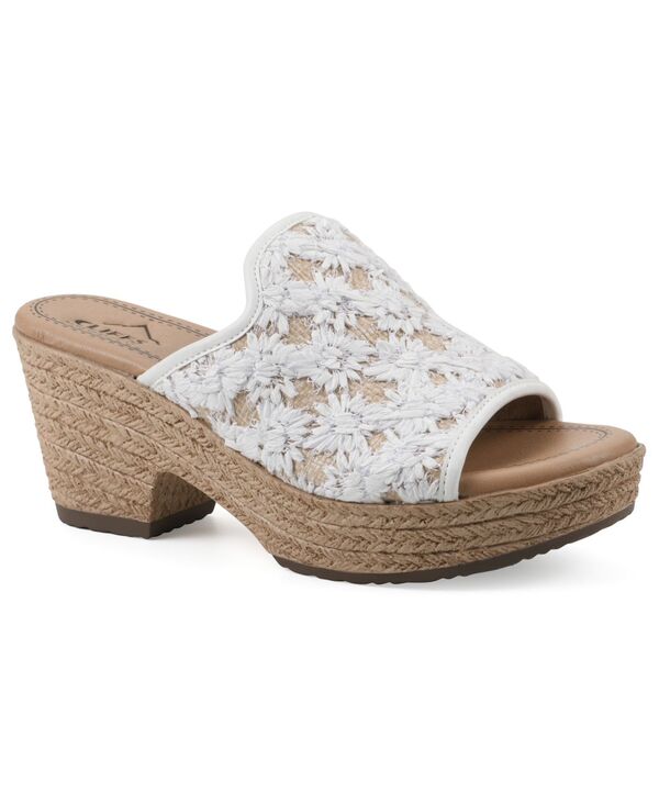クリフバイホワイトマウンテン レディース シューズ サンダル Cliffs by White Mountain Women\u0027s Bizzie Wedge Sandals White Fabric 白いこと