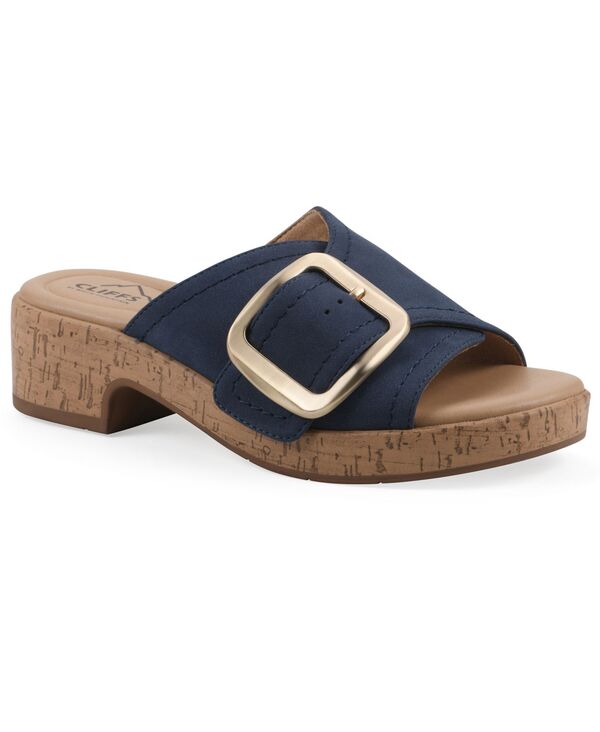 クリフバイホワイトマウンテン レディース シューズ サンダル 踵 Cliffs by White Mountain Women\u0027s Filipa Block Heel Sandals Dark Blue Nubuck 青碧