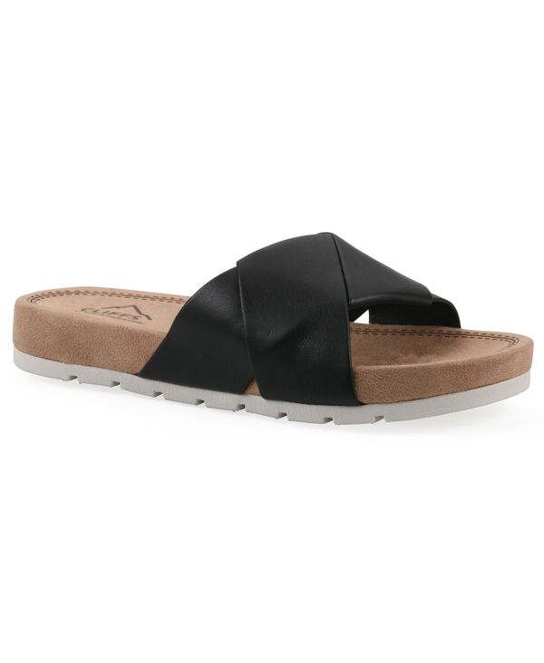 クリフバイホワイトマウンテン レディース シューズ サンダル Cliffs by White Mountain Women\u0027s Tincie Slide Sandals Black Smooth 黒いこと