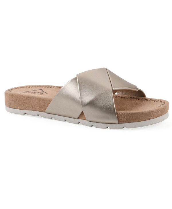 クリフバイホワイトマウンテン レディース シューズ サンダル Cliffs by White Mountain Women\u0027s Tincie Slide Sandals Pale Gold Metallic Smooth ゴールド